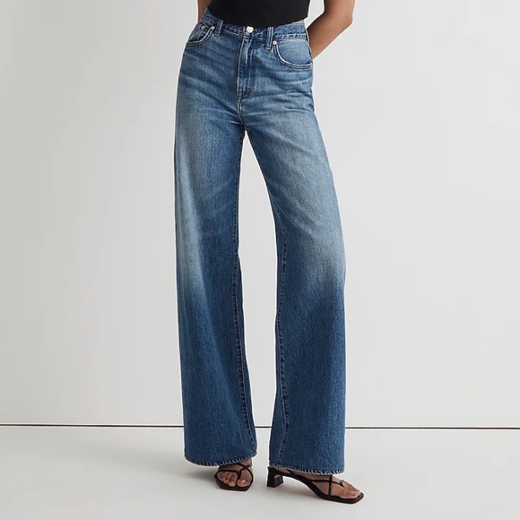 Madewell Superwide-Leg Jeans Medium Blue Wash - Picture 1 of 2